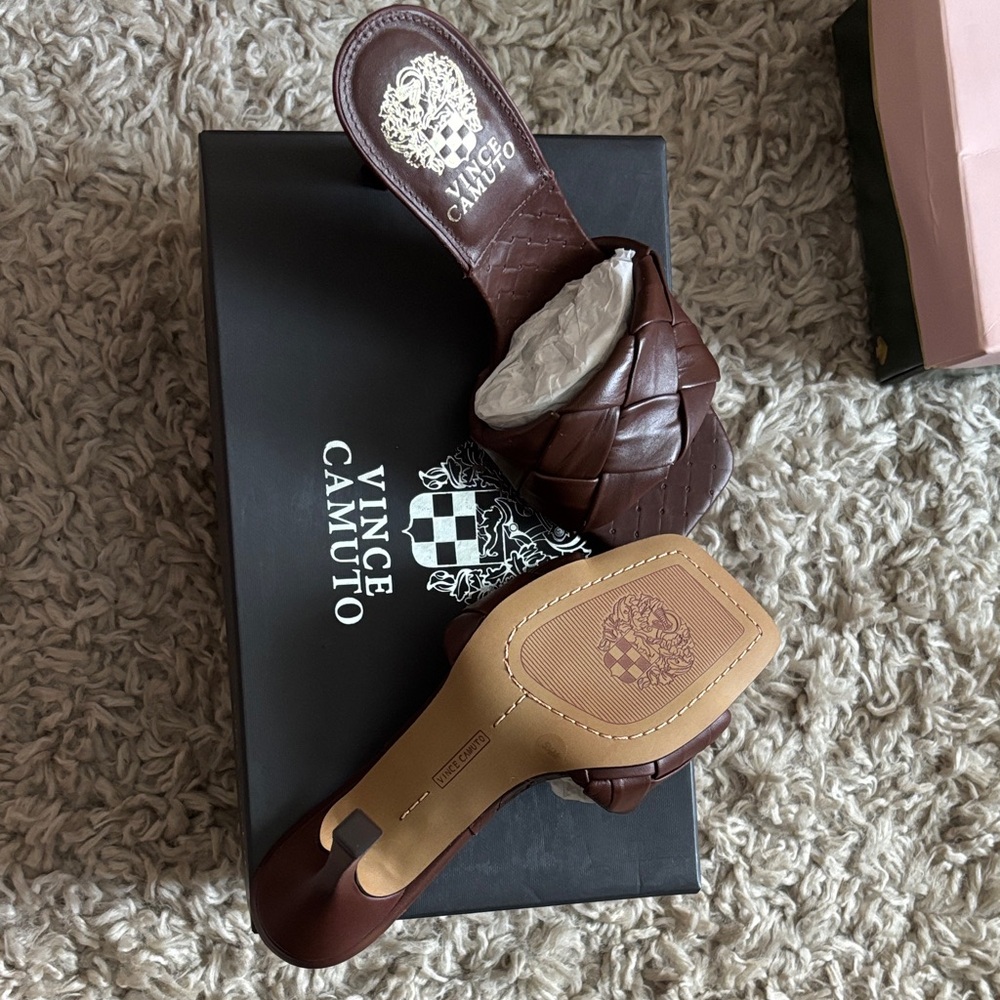 Vince Camuto Dark Brown Woven Slides